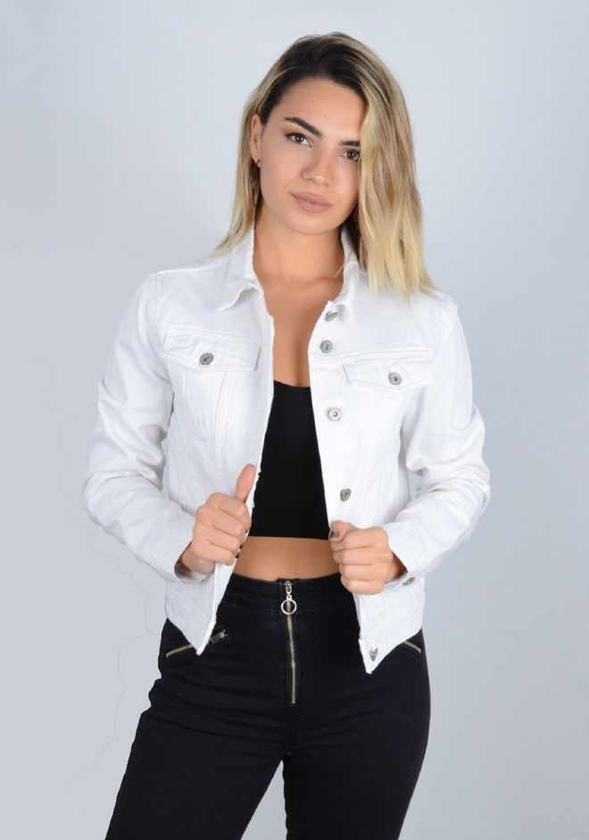 XLove Jeansjacke Weiß Großhandelskleidung Lässig