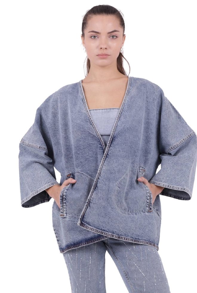 XLove Kimono En Jean Bleu Clair Vêtements en gros Décontracté
