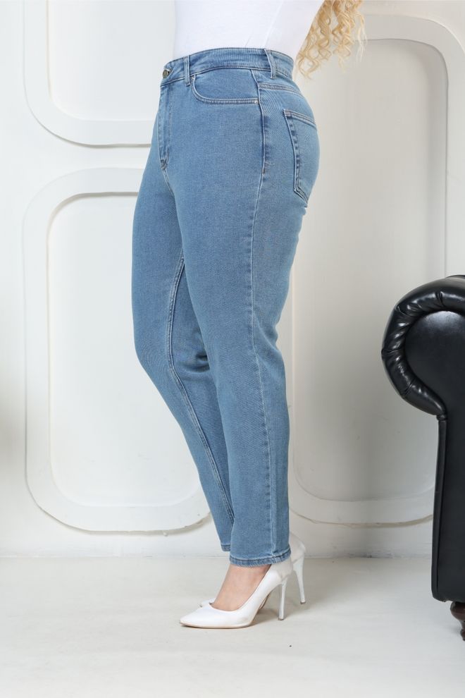 XLove Patogūs Aukšto Juosmens Džinsai Ploni Iki Kulkšnies – Mėlyni Didmeninė prekyba drabužiais Platėjančios