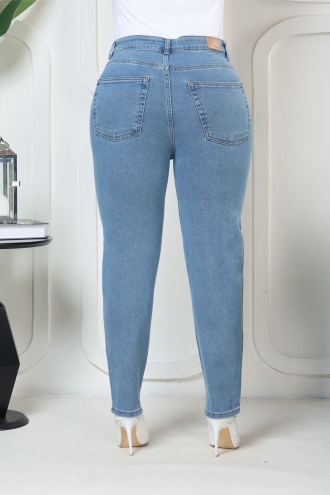 XLove Patogūs Aukšto Juosmens Džinsai Ploni Iki Kulkšnies – Mėlyni Didmeninė prekyba drabužiais 4