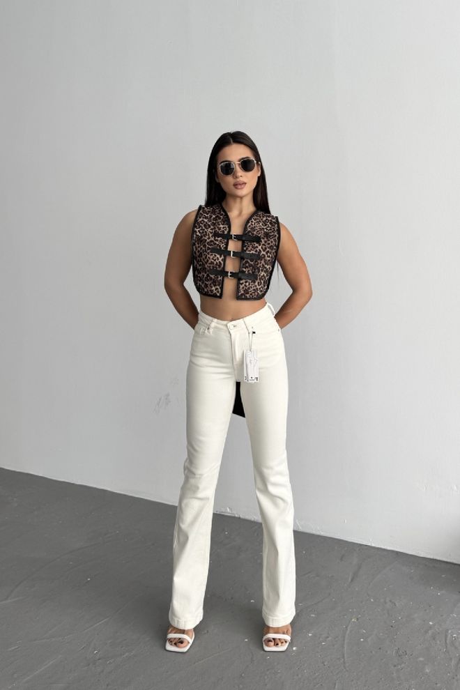 XLove Prošivene Traperice Širokih Nogavica Krem Veleprodaja odjeće Rođendan