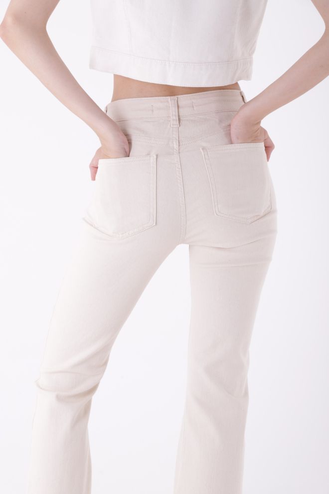 XLove High Waist Flare Leg Skinny Jeans Κρέμα Χονδρικό εμπόριο ενδυμάτων Άνοιξη
