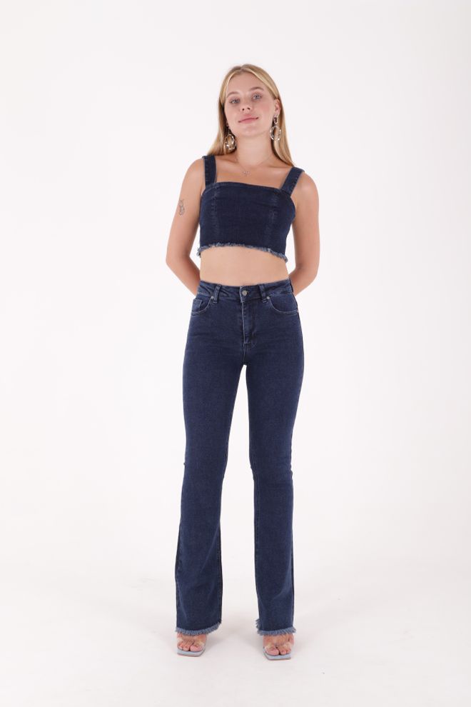 XLove Μπουστάκι Με Φούντα Τζιν Navy Blue Χονδρικό εμπόριο ενδυμάτων Casual
