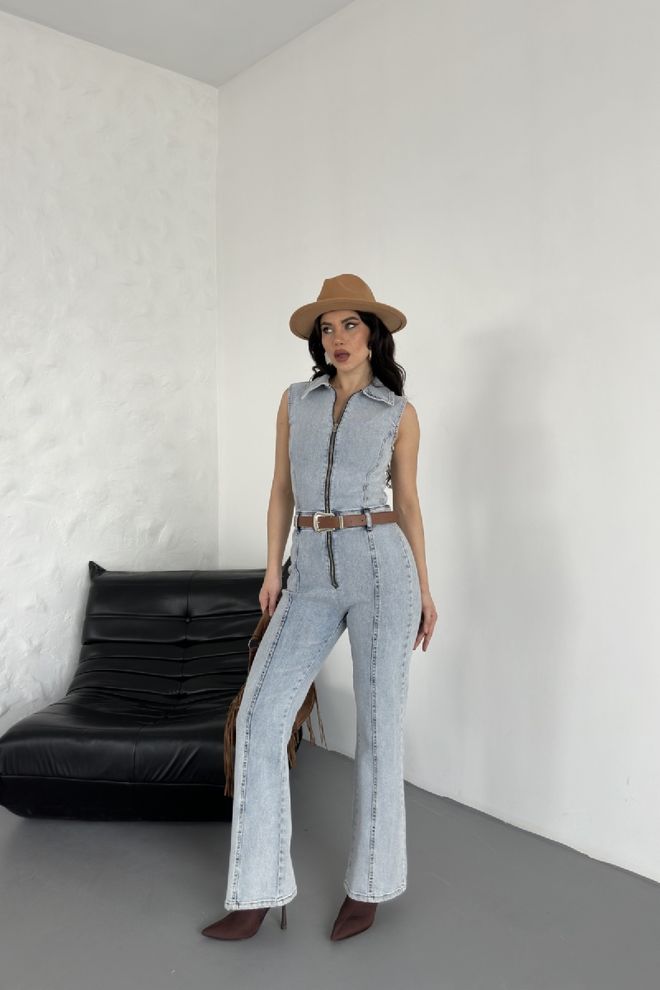 XLove Ärmelloser Denim Jumpsuit Mit Körbchen Und Reißverschluss Großhandelskleidung Lässig
