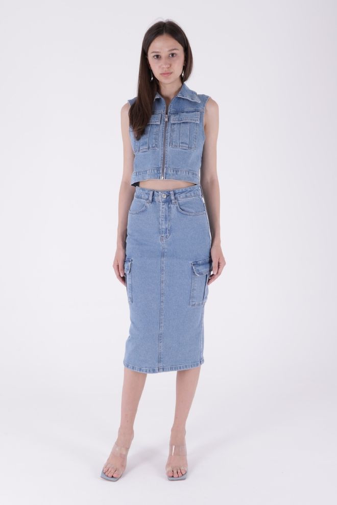 XLove Jeansrock Mit Cargotasche Großhandelskleidung Lässig