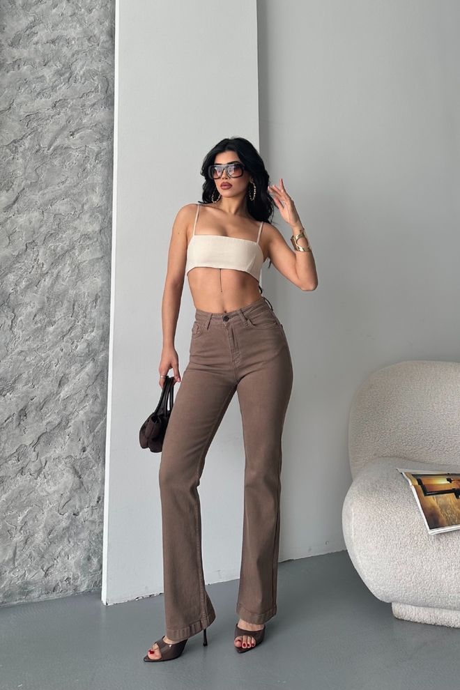 XLove Traperice Za Opuštanje Sa Šivenim Nogama Smeđe Veleprodaja odjeće Pamuk