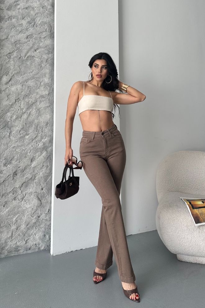 XLove Traperice Za Opuštanje Sa Šivenim Nogama Smeđe Veleprodaja odjeće Proljeće