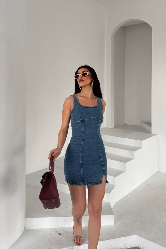 XLove Μίνι Φόρεμα Τζιν Με Φερμουάρ Χονδρικό εμπόριο ενδυμάτων Casual