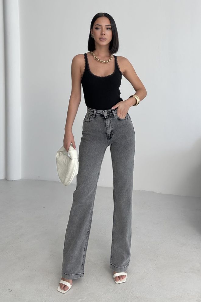 XLove Mėlyni Kasdieniai Mom Džinsai Aukštu Liemeniu Tiesios Kojos Didmeninė prekyba drabužiais Vasara