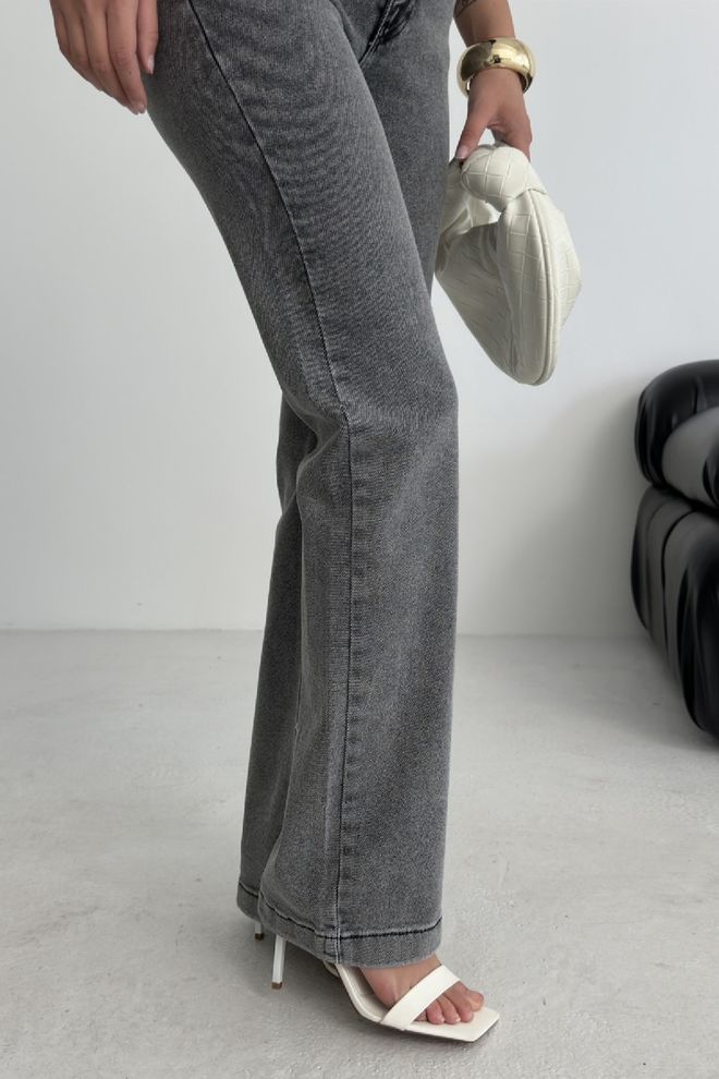 XLove Mėlyni Kasdieniai Mom Džinsai Aukštu Liemeniu Tiesios Kojos Didmeninė prekyba drabužiais 5