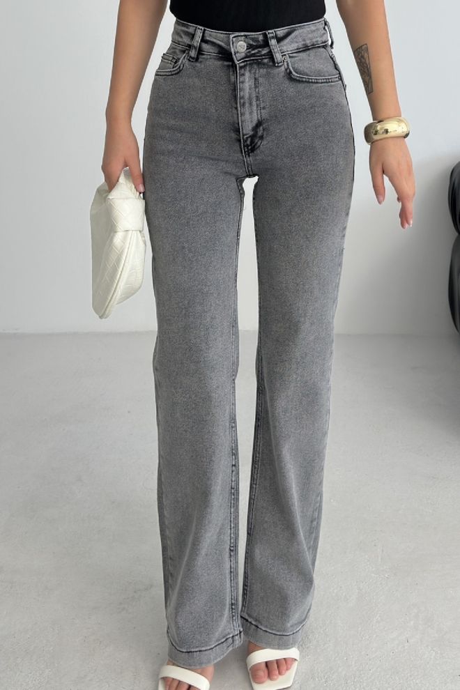 XLove Mėlyni Kasdieniai Mom Džinsai Aukštu Liemeniu Tiesios Kojos Didmeninė prekyba drabužiais Metalo spalvos siūlai