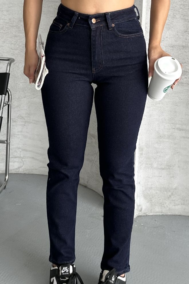 XLove Mėlyni Mom Džinsai Su Aukštu Juosmeniu Ir Užsegimu Mygtukais Didmeninė prekyba drabužiais 5
