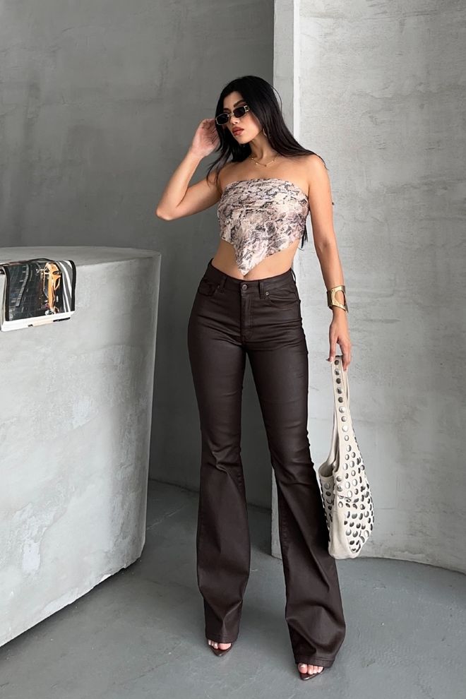 XLove Brown Bootcut Flare Leg Pants Wholesale Clothing Casual
