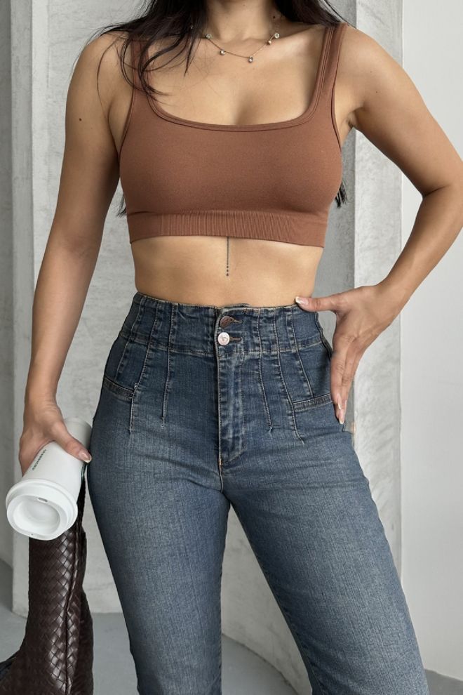 XLove Mavi Seksi Gündelik Nostaljik Retro Mom Kot Pantolon Toptan Giyim Bahar