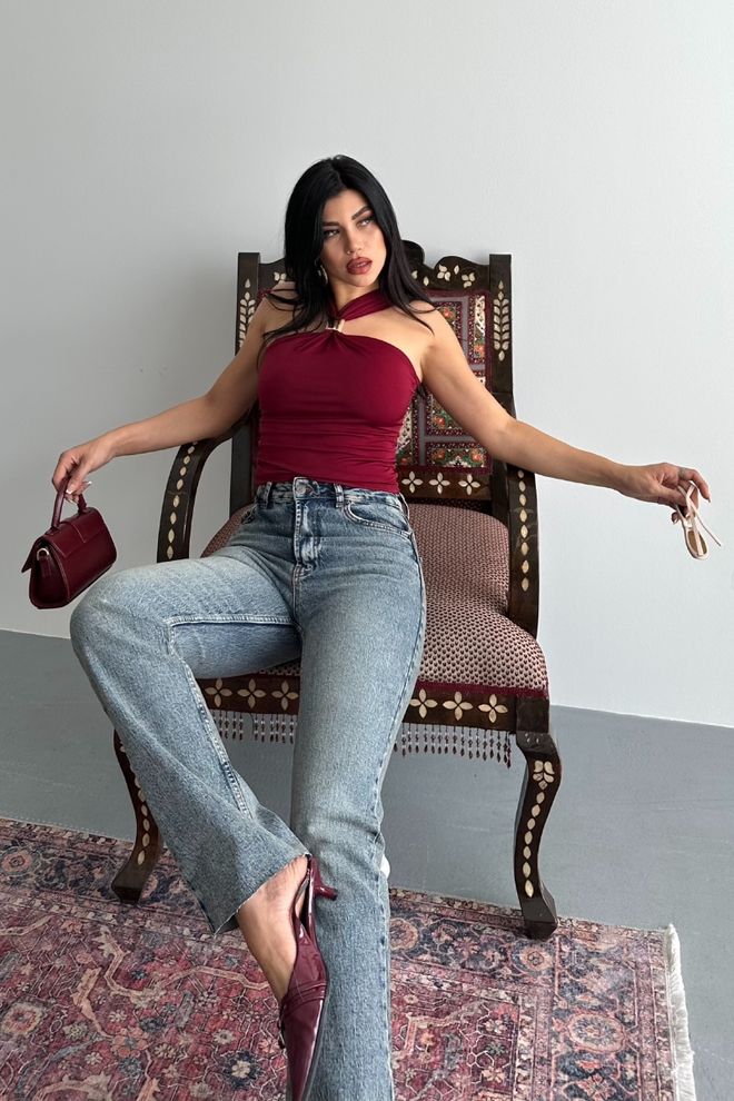 XLove Blauwe Mom Jeans Met Hoge Taille En Rechte Pijp Groothandel Kleding Lounge