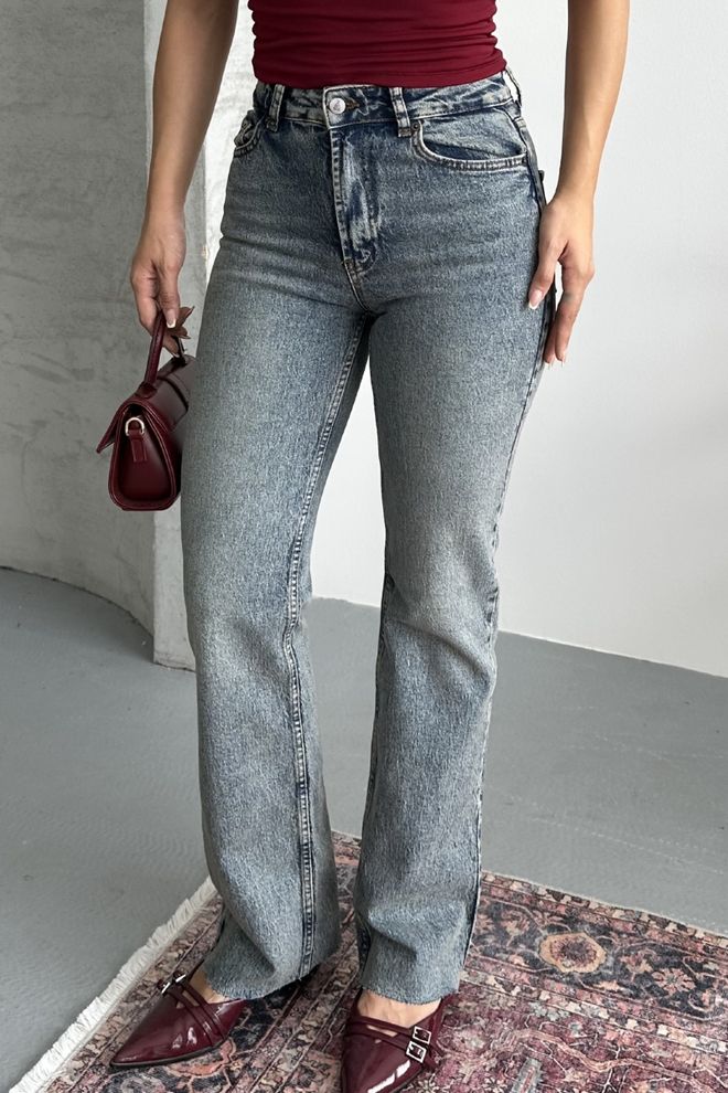 XLove Blauwe Mom Jeans Met Hoge Taille En Rechte Pijp Groothandel Kleding 5