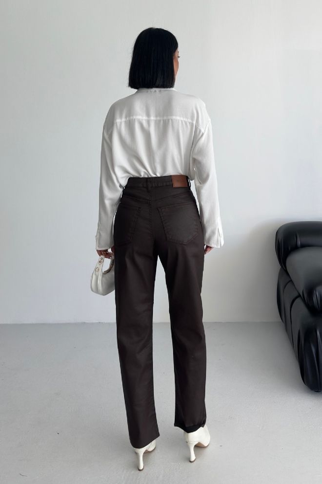 XLove Brown Elegant Mom Pants Wholesale Clothing 1