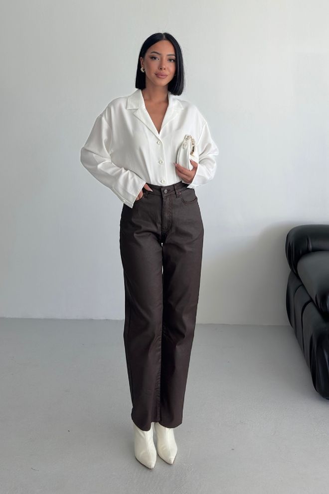 XLove Brown Elegant Mom Pants Wholesale Clothing Vintage