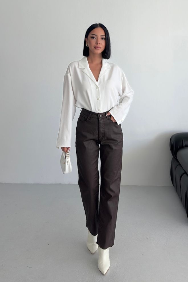 XLove Brown Elegant Mom Pants Wholesale Clothing Spring