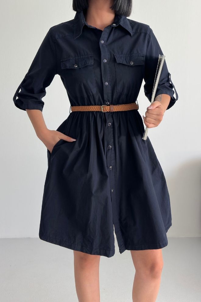 XLove Black Casual Elegant Formal Shirt Dress Wholesale Clothing Spring