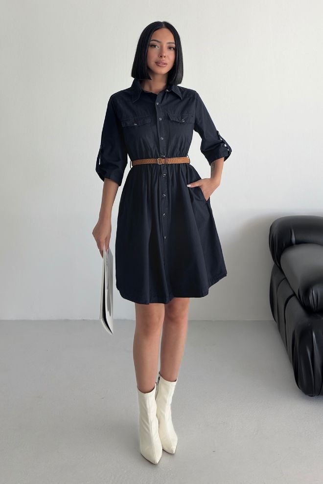 XLove Black Casual Elegant Formal Shirt Dress Wholesale Clothing Work