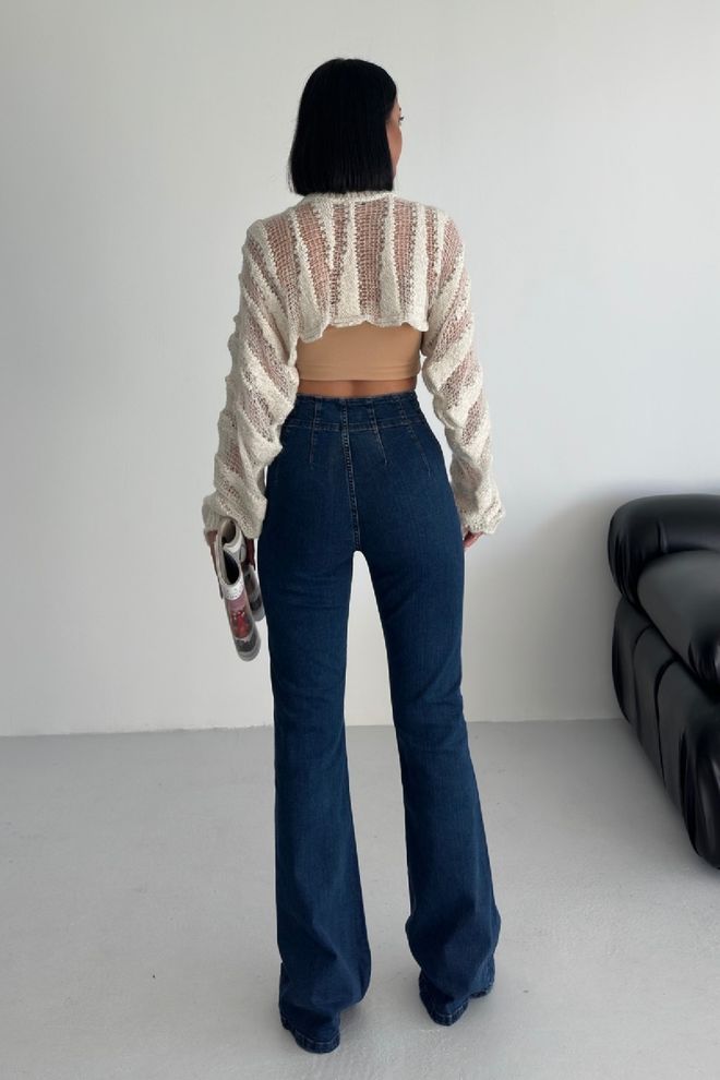 XLove Vaqueros Azules Casual Retro Con Pierna Acampanada Y Cintura Alta Ropa al por mayor 1