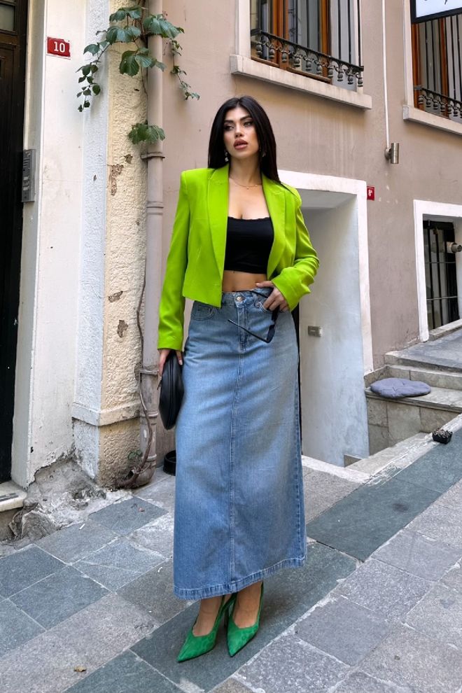 XLove Gonna Pencil Maxi Blu Con Chiusura Abbottonata Abbigliamento all'ingrosso Casuale