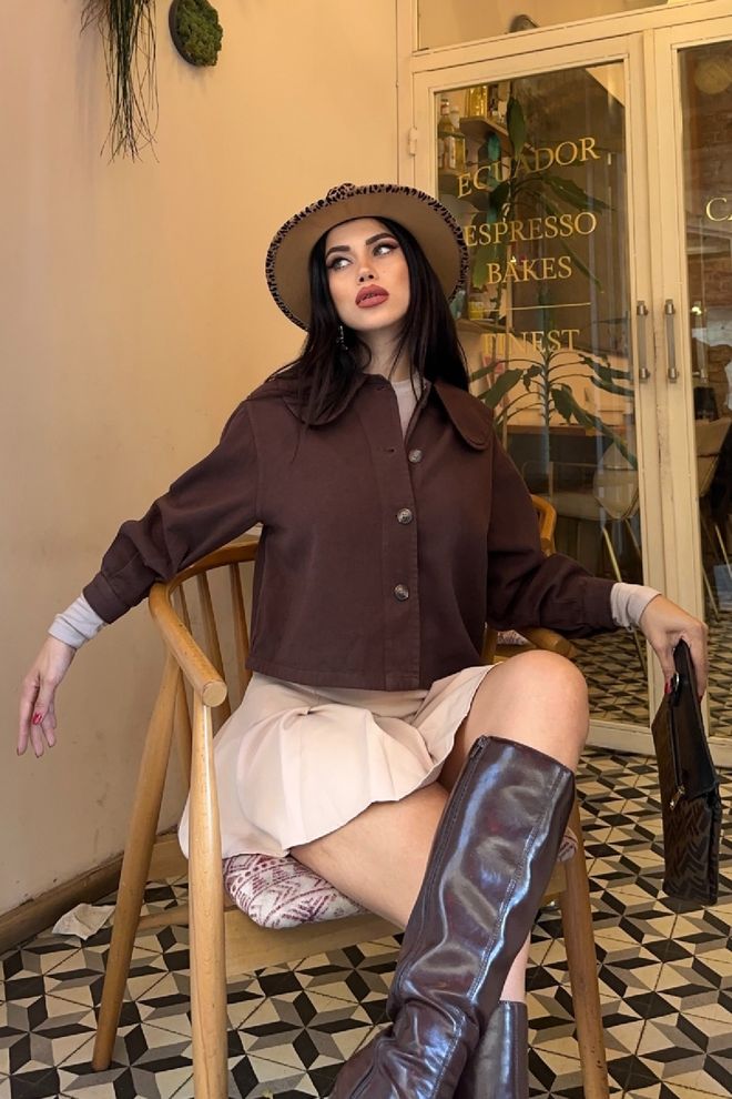 XLove Brown Casual Vintage Elegant Retro Shirt Wholesale Clothing 5