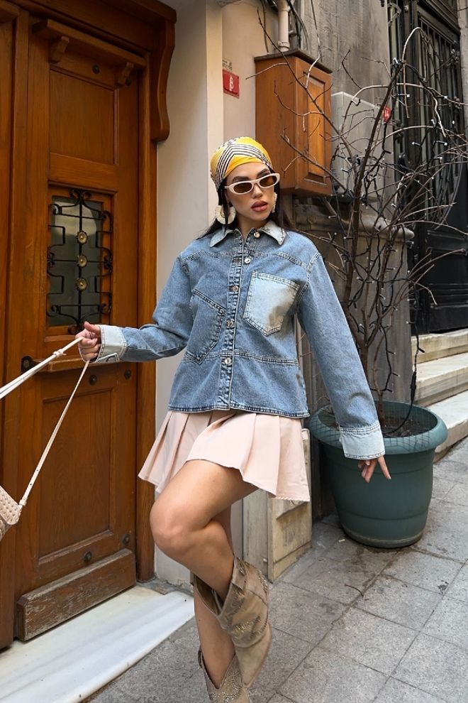 XLove Giacca Blu Casual Retrò Abbigliamento Di Strada Vintage Abbigliamento all'ingrosso Casuale