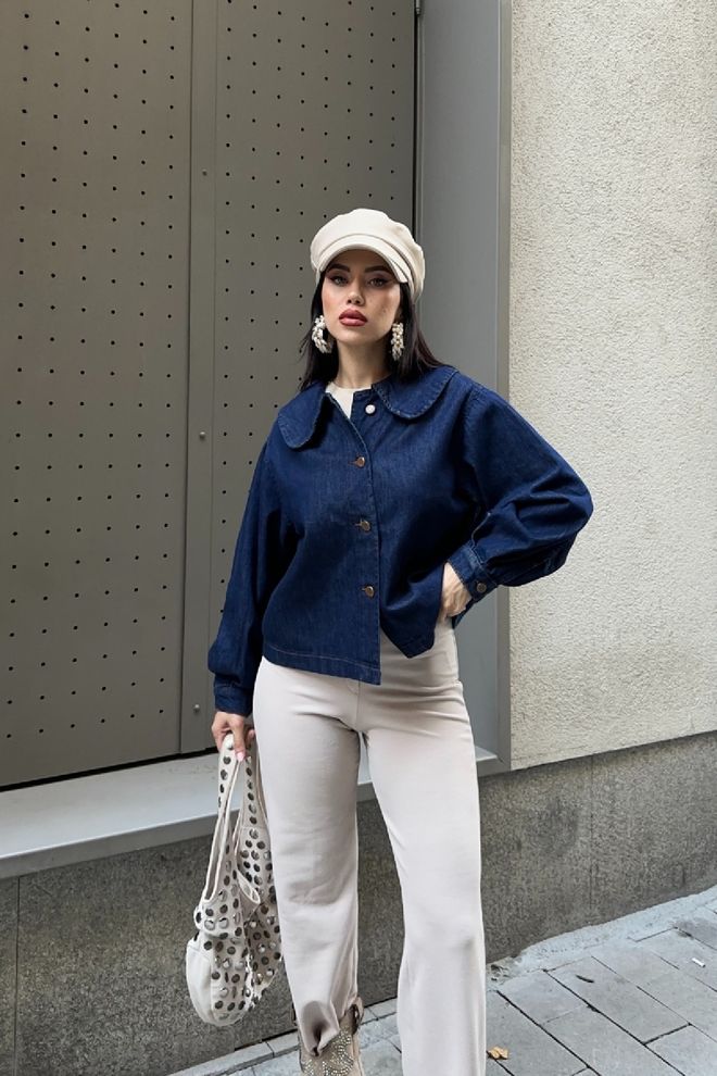 XLove Blue Casual Vintage Buttoned Shirt Wholesale Clothing 1