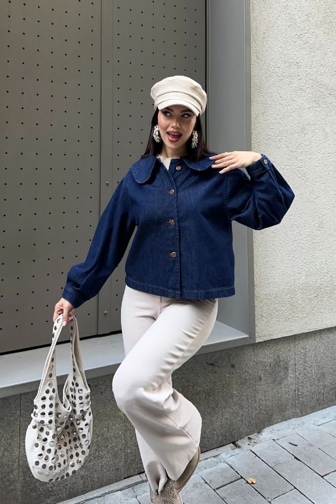 XLove Blue Casual Vintage Buttoned Shirt Wholesale Clothing Vintage