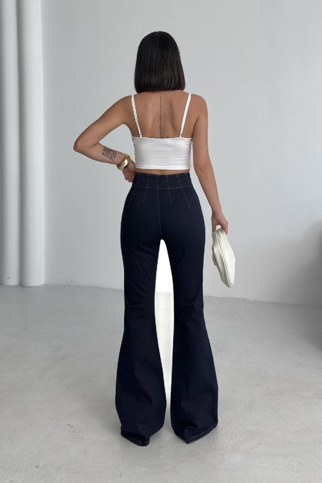 XLove Vaqueros Negros Retro De Cintura Alta Y Pierna Acampanada Ropa al por mayor 1