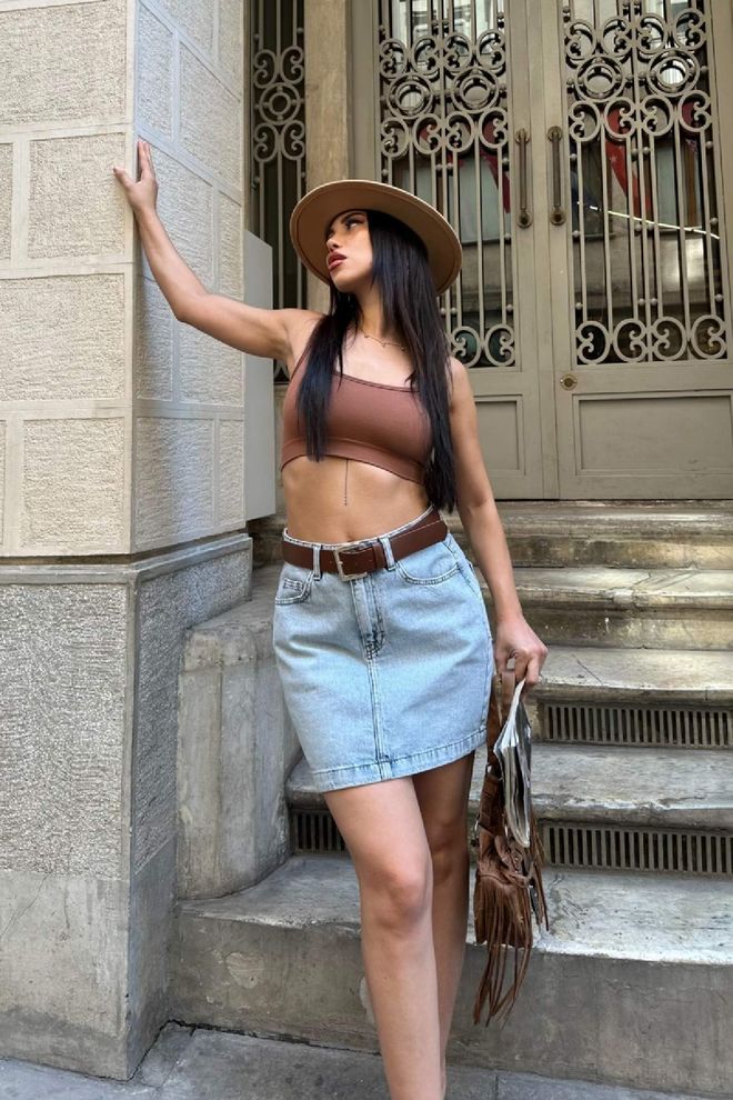 XLove Blauw Casual Streetwear Schattig A lijn Mini Mid Waist Groothandel Kleding Lente