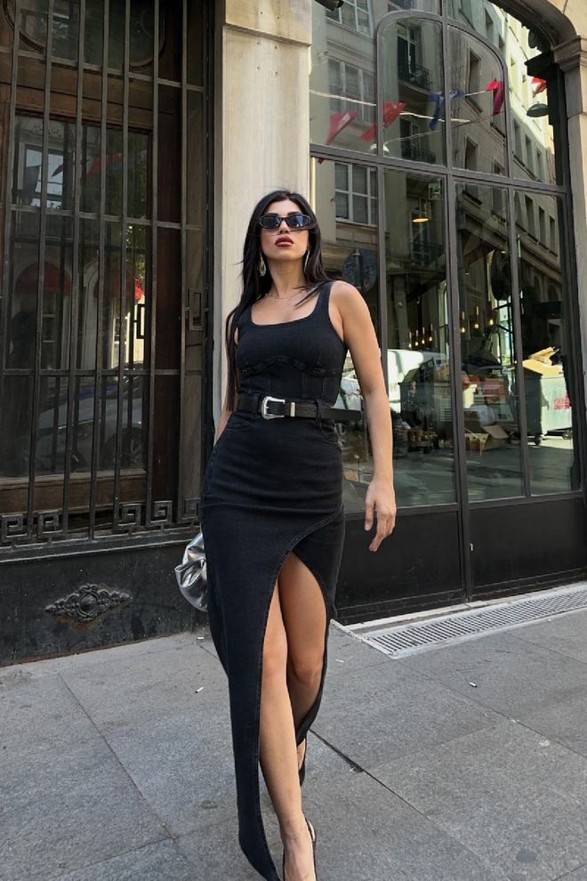 XLove Μαύρο Σέξι Κομψό Αμάνικο Φόρεμα Bodycon Μάξι Χονδρικό εμπόριο ενδυμάτων Casual