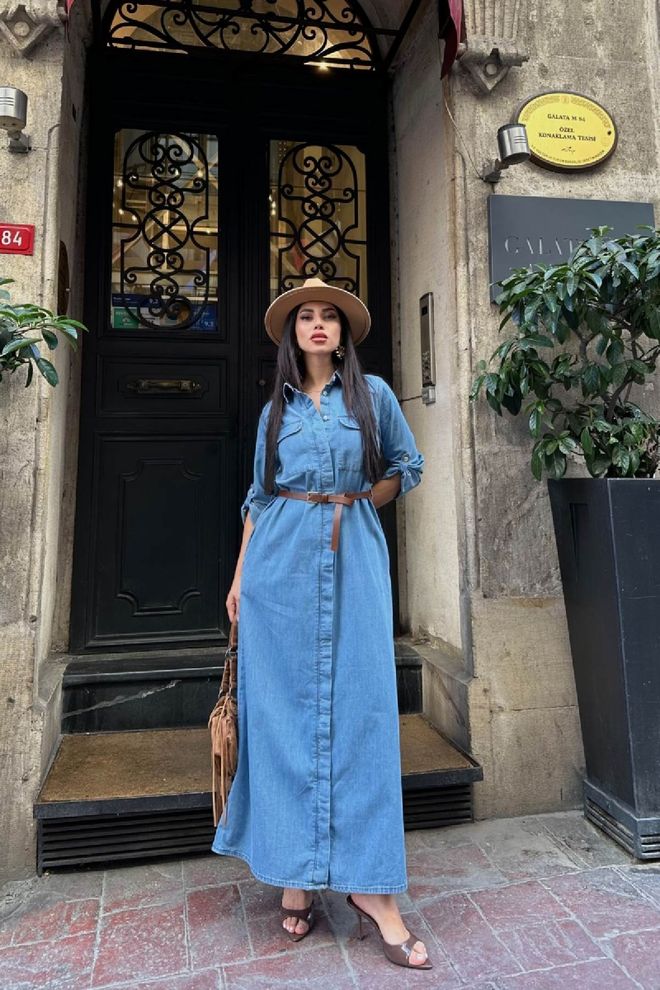 XLove Μπλε Casual Απλό Κομψό Επίσημο Πουκάμισο Φόρεμα Χονδρικό εμπόριο ενδυμάτων Απλό