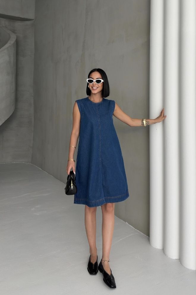 XLove Синя Ежедневна Винтидж Рокля Тип Shift Дрехи на едро 5