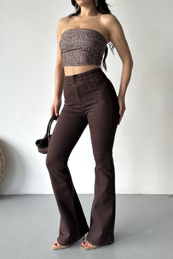 XLove Marrón Sexy Casual Antiguo Retro Mamá Vaqueros Ropa al por mayor Antiguo