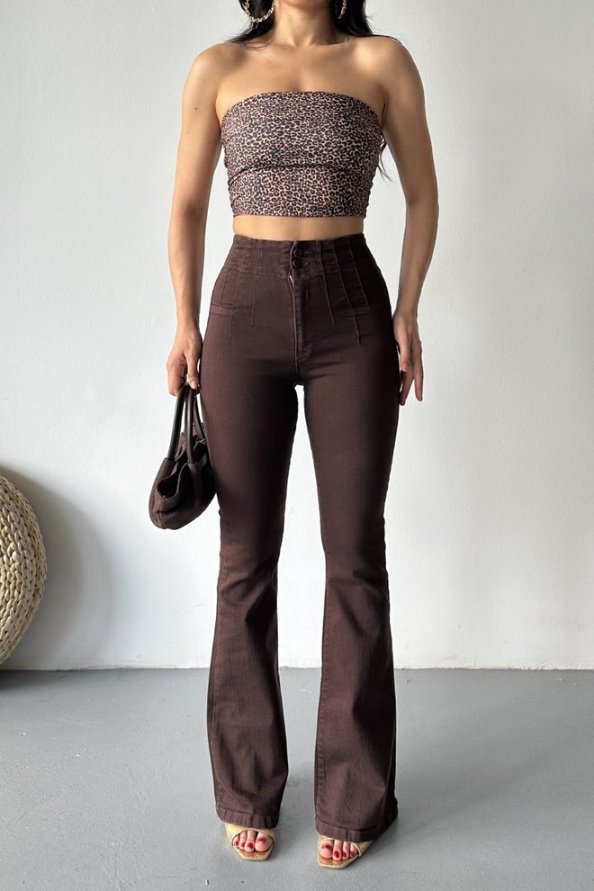 XLove Marrón Sexy Casual Antiguo Retro Mamá Vaqueros Ropa al por mayor 1