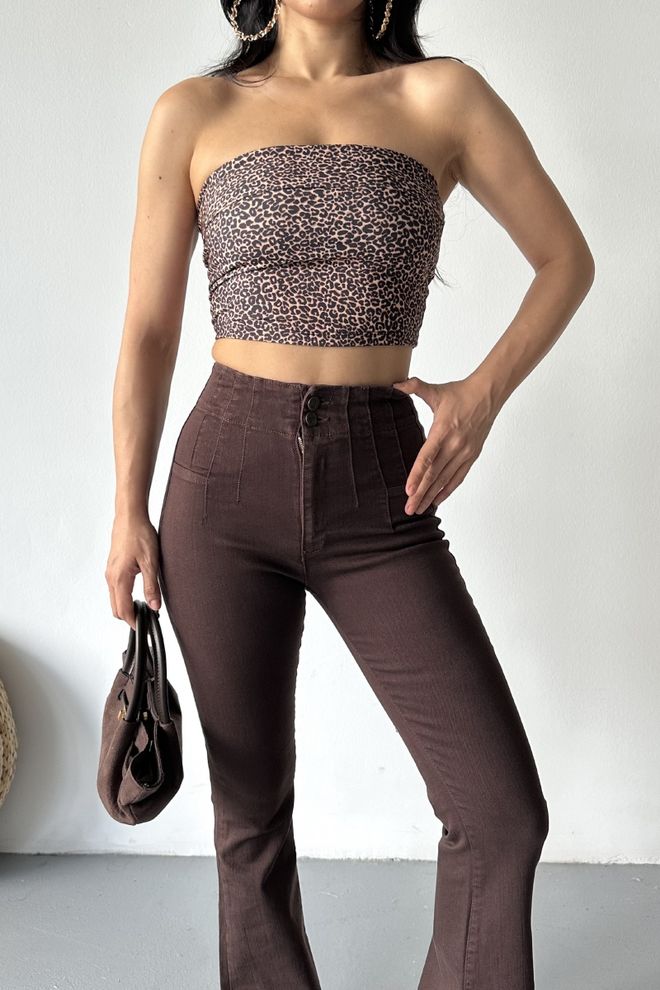 XLove Marrón Sexy Casual Antiguo Retro Mamá Vaqueros Ropa al por mayor 5