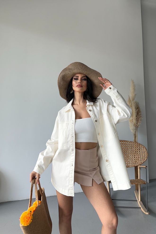 XLove White Casual Oversized Shirt With Notched Neck Wholesale Clothing Casual