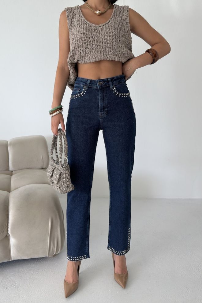 XLove Jeans Mom Blu A Vita Alta Abbigliamento all'ingrosso Casuale