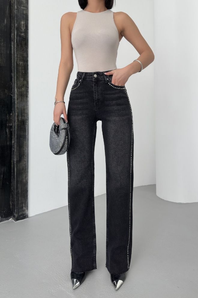 XLove Črne Seksi Casual Elegantne Glam Ulične Obleke Mami Kavbojke Z Visokim Pasom Oblačila na debelo Pomlad