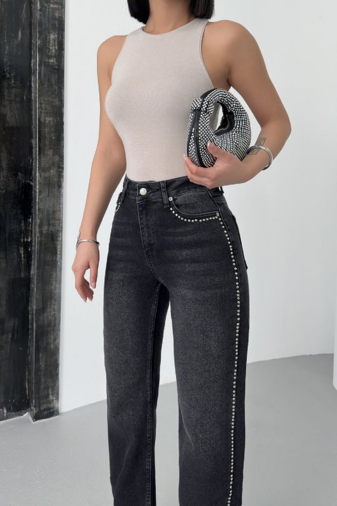 XLove Crne Seksi Casual Elegantne Glam Ulične Mode Mom Traperice S Visokim Strukom Veleprodaja odjeće Ležerni