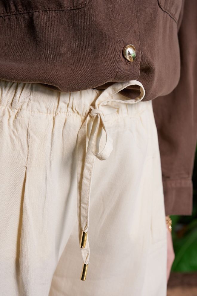 XLove Beige Palazzo Pants With Wide Leg And Drawstring Wholesale Clothing Casual