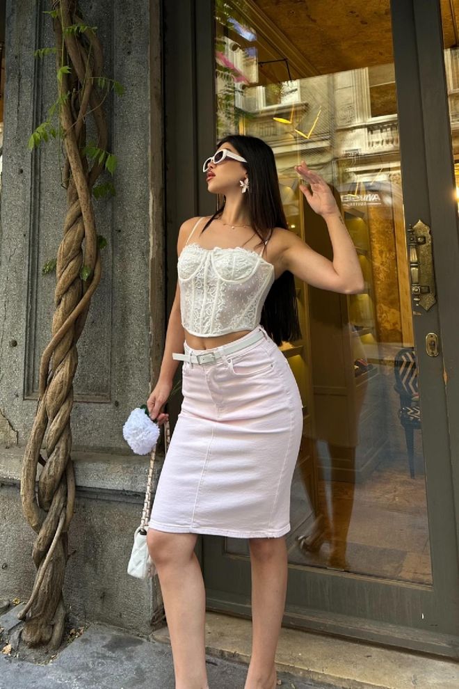 XLove Ροζ Σέξι Κομψό Casual Pencil Midi Φούστα Χονδρικό εμπόριο ενδυμάτων Σέξι