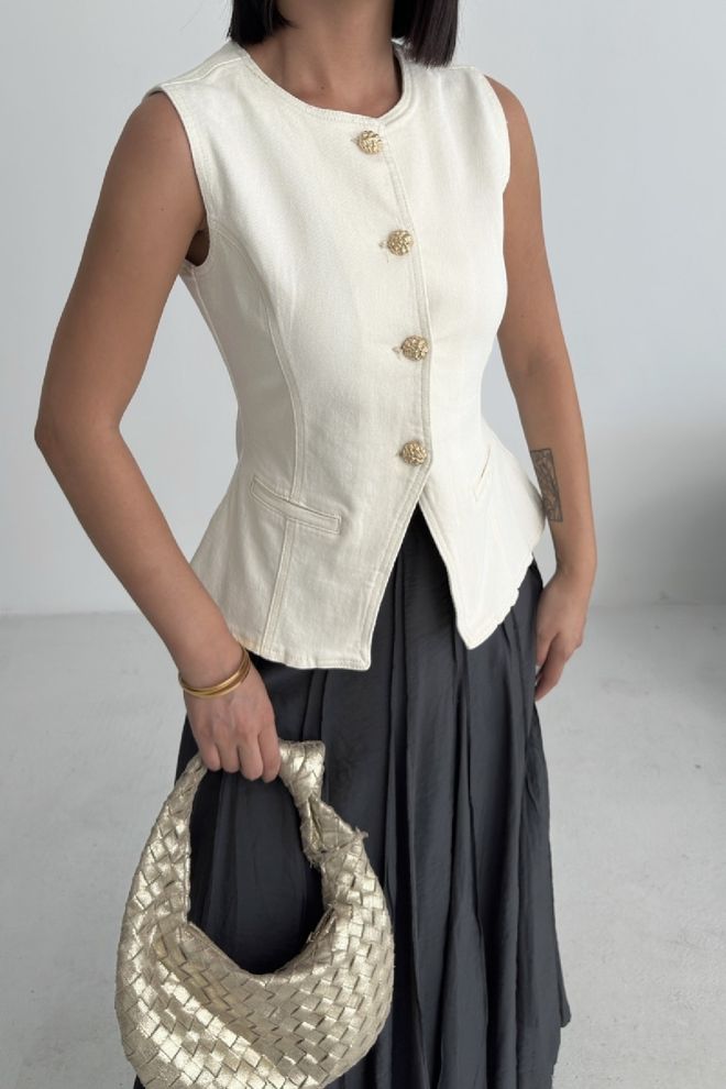 XLove Елек Бял Елегантен Официален Винтидж Дрехи на едро Скромна мода