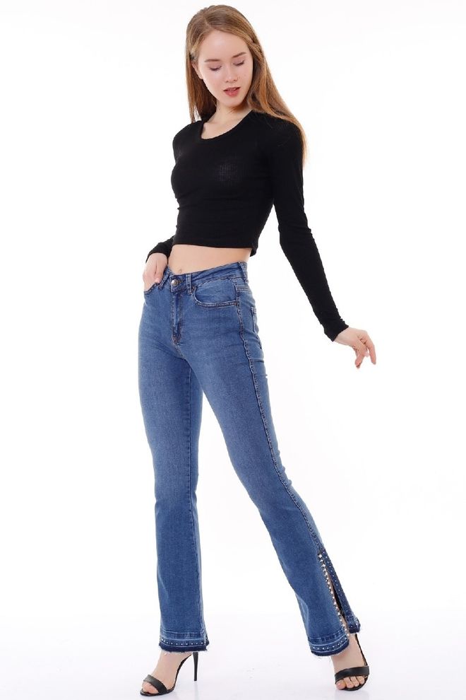 XLove Blaue Lässig Sexy Streetwear Bootcut Hose Großhandelskleidung Lässig