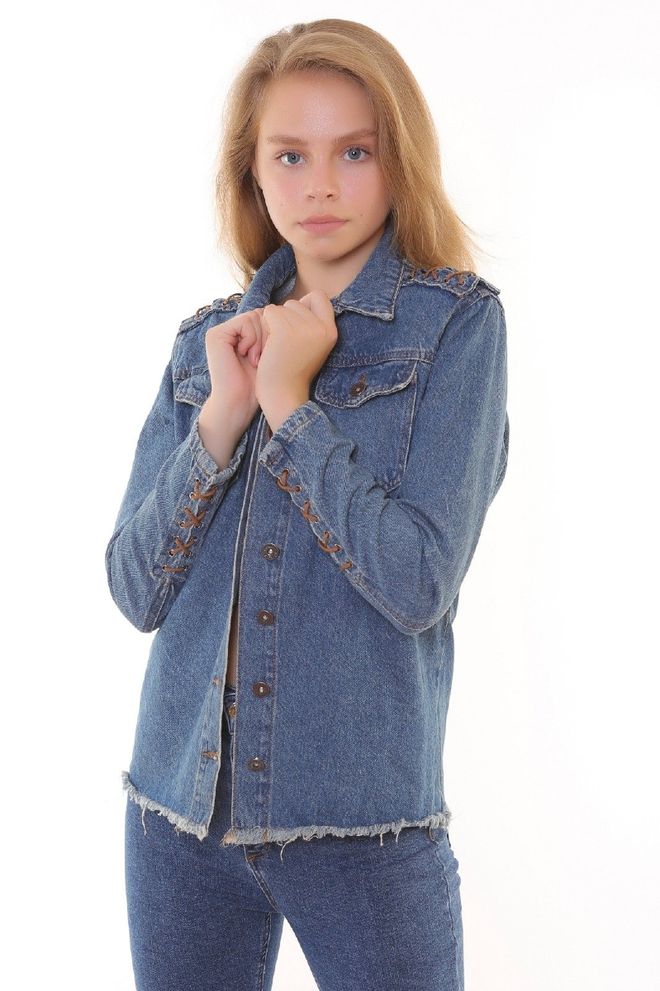 XLove Blaue Lässige Vintage Überhemd Jacke Großhandelskleidung Lässig