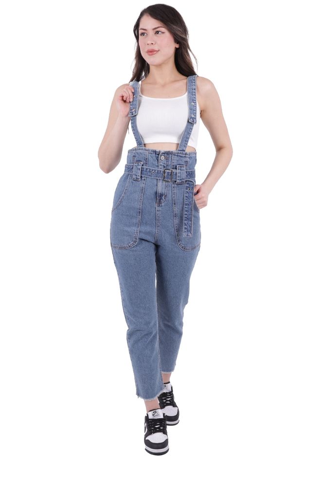 XLove Blauer Lässiger Vintage Jumpsuit Mit Aufgesetzten Taschen Großhandelskleidung Lässig