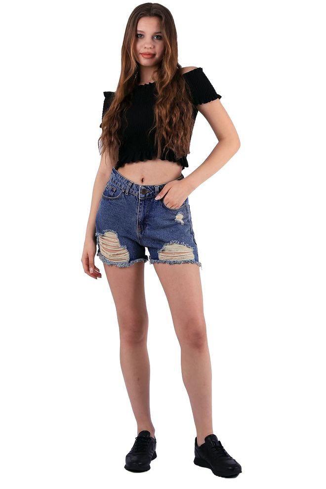 XLove Blau Lässig Streetwear Sexy Bermuda Mittlere Taille Großhandelskleidung Lässig